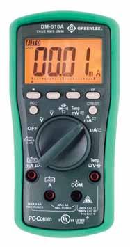 www.greenlee.com ESM Series Digital Multimeters DM-510A DM-210A DM-200A DM-200A features: Measures voltage, current, resistance and frequency. Tests continuity and diodes.