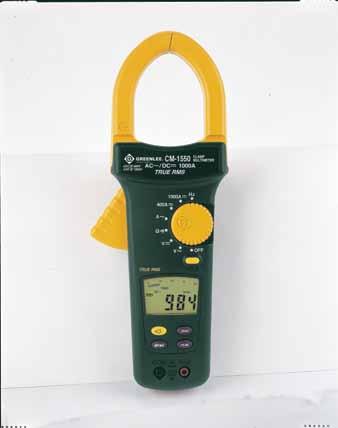 www.greenlee.com 1000A AC/DC True RMS Clamp Meter True RMS for the most accurate measurement when harmonics are present. AC/DC amperage, AC/DC voltage, frequency and resistance measuring capability.