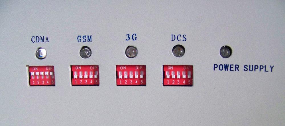 Output Power Controls There are four groups of dip switches which are used to control RF output power of the DJA3000 Jammer corresponding to but not limited to the Cellular Technology transmission