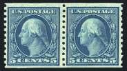 g., small bottom pl. #7719, fine to very fine. Scott $1,350... Est. $150/250 765 1919, 5 Horizontal Coil, Small Perf Holes, Pair, #496a $150 N.h., very fine, 2016 P.S.E. cert. Scott $700... Est. $200/300 1917-1919 Perforate 11 Issue 766 1 Plate Block Collection, #498 Web $200 N.