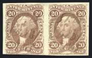 cancel, very fine to extremely fine. Scott $1,200... Est. $500/600 953 1862, 2 Proprietary, Perfed, #R13c $150 American Card Co. 1863 cancel, fine to very fine, rare cancel... Est. $200/250 958 1862, 10 Certificate, Imperf, #R33a $200 Ms.