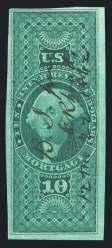 left, fine for this, 2005 P.F. cert. Scott $2,500... Est. $700/800 963 1862, 60 Inland Exchange, Imperf, Strip of 3, #R64a Web $100 Neat ms.