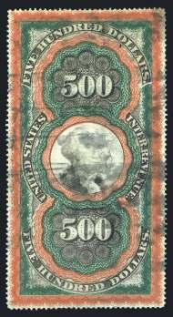 $300/400 983 1874, 2 Fourth Issue, Center Inverted, #R151a $200 Ms. cancel, vignette slightly faded, fine. Scott $800... Est.