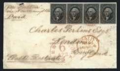 Page 37 Second Session January 13, 2018 426 5 Red Brown, #12 $150 Three full to just in at bottom, blue c.d.s. cancel, fine to very fine. Scott $800... Est.