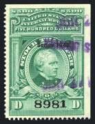 $2,000/2,500 1000 1945, $60, Strip of 4, #RD205 Web $350 Dated magenta cancels, natural straight edge at right and at top and bottom, 3 with light