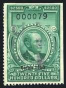 $700/900 1012 Silver Tax, 1941, $100, #RG80 $150 Magenta boxed cancel, very fine.
