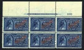 $150/200 1057 ( ) Guam: Military; 1930, 1-2 Guard Mail Set, Block of 4, #M3-M4 Web $150 Ungummed, very fine. Scott $850... Est.