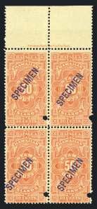 , block  $450/550 1073 1897, $1 With Specimen Overprint in Red, #R11S , margin block