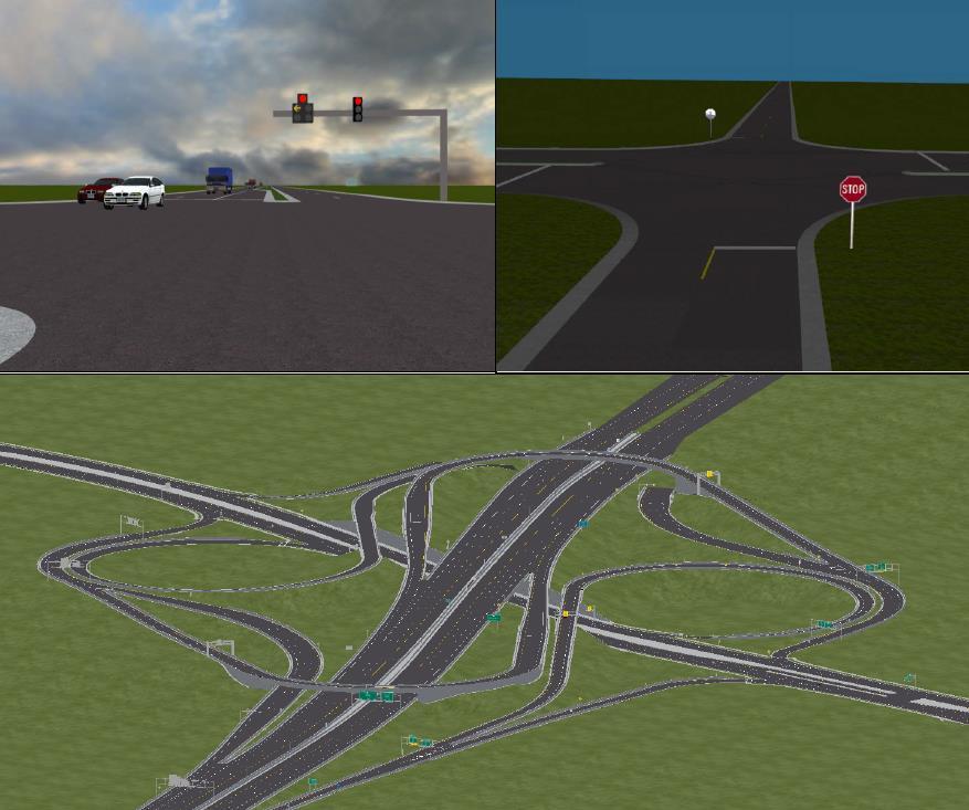 The scripts create a 3d model in OBJ format, generate the correct UV map, and produce correlated roadway data. Textures used are part of a database created by the end user.