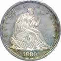 Very nearly mint state......... #209476 $1395.00 1850. PCGS. MS-63. Boldly struck with frosty white luster and a touch of toning mainly at the rim.