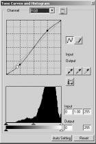 Place the mouse pointer over the tone curve. Click and drag the curve. Any corrections made on the tone curve are immediately applied to the displayed image.