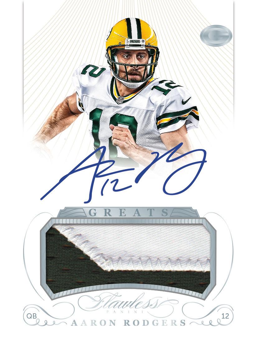 GREATS PATCHES AUTOGRAPHS FLAWLESS VICTORS SIGNATURES PLATINUM MEMORABLE MARKS BLUE AARON RODGERS TOM BRADY EMMITT SMITH Find on-card autographs that