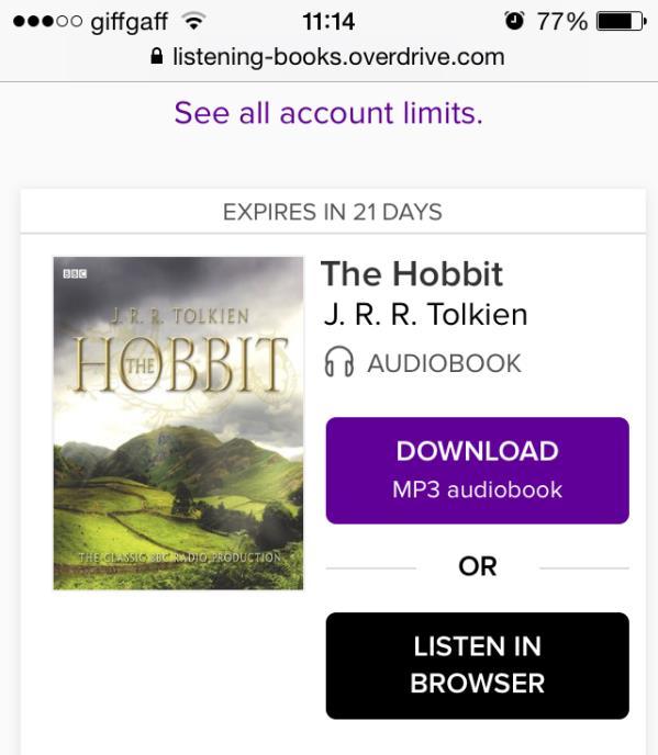 Listening to Your Book 1. In your Loans page, tap Listen in Browser next to the book cover.