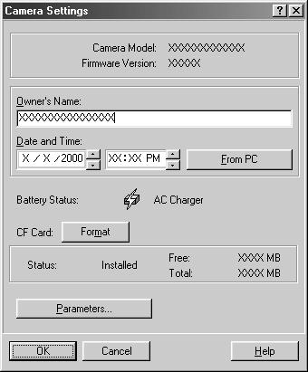 Upload Button Copies images from the computer to the camera or CF card. ( p.