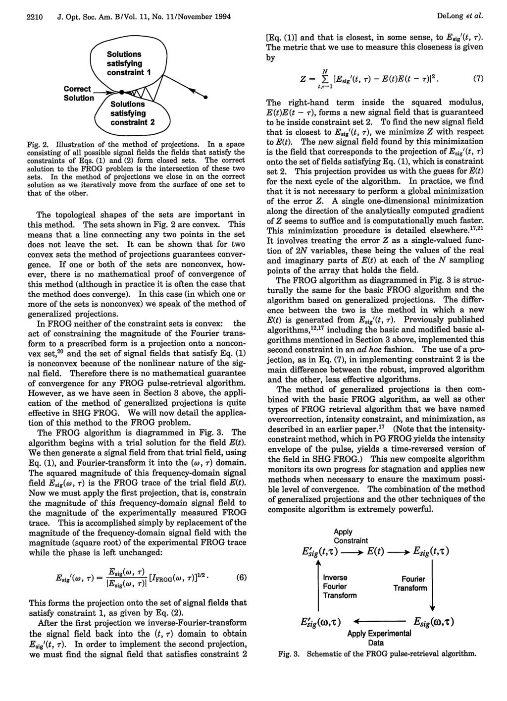 2210 J. Opt. Soc. Am. B/Vol. 11, No. 11/November 1994 orrect Solution SolutionsA satisfying constraint 2 Fig. 2. Illustration of the method of projections.
