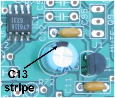 Note IC3 flat side orientation and C13 stripe orientation. Install IC3 (LM78L06), D7 SB320. Double check the polarity against the above picture!