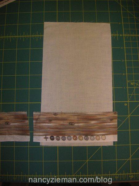 Then, I sew the first selvage onto the muslin, pretty close to the edge of the selvage.