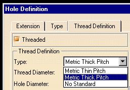 Tread Definition tab 5 Select the Threaded