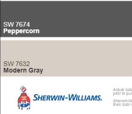Proposed colors include Sherwin Williams Modern Gray SW 7632 for stucco finish, and Sherwin