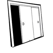 CLOSET ORGANIZATION BY-PASS CLOSET DOOR TRACK & HARDWARE SET Standard Duty Set For doors 3/4" 1-3/8" thick For doors up to 50 lb.