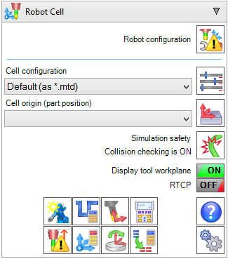 Robot Cell Tab The robot cell contains information about the cell configurations and allows control over the default behaviour of the robot and the simulations.