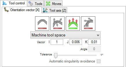 18 Attach to the start of the toolpath PowerMill Robot will read the vector to be used from the tool tips current position and will update the IJK values automatically if the tool is manually rotated.