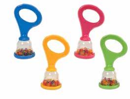 maracas are easy to play and make a gentle soft sound. Single. 10.5cmL. Colours may vary. 3mths+. HA366 $6.