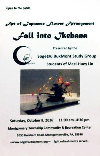 Flyer for Fall into Ikebana Sagetsu BuxMont Study Group Expand Love of