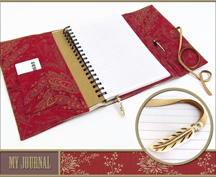 The interior pockets for business cards and a pen are optional, but are very nice finishing touches, especially if you're doing the journal cover as a gift and want to include a pen as part of the