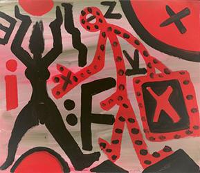 A.R. Penck A.R. Penck - Ostmann - Westfrau, 1990, acrylic on canvas, 70 x 80 cm A.R. Penck is a German painter who was born in 1939 in Dresden and died in 2017 in Zurich (CH).