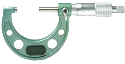 014 upto 150 mm/6" Packing : Wooden Box above 150mm/6" Outside Micrometer Carbide tipped measuring faces Blue/Green metallic finish frame With locking clamp and