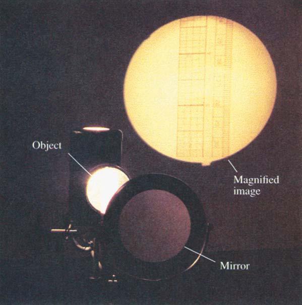 672 CHAPTER 24 Geometrical Optics Linear Magnification A spherical mirror can be used to magnify an object, that is, to produce an image larger than the object (Fig. 24 9).