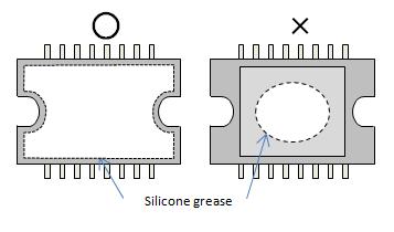 5mm JIS B 1256 Heat sink Torque Grease Material: Aluminum or Copper Warpage (the surface that contacts IPM ) : 50 to 50 μm Screw holes must be countersunk.