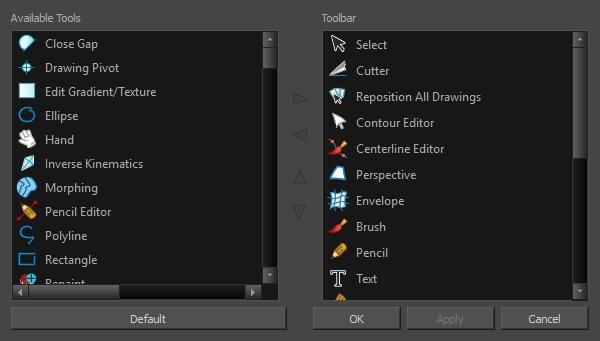 Harmony 15 Paint Reference Guide 2. In the Available Tools list, select each tool that you want to add to the Tools toolbar, then click on the Add the selected tool to the toolbar button. 3.