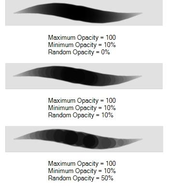 NOTE: Setting the Minimum Flow value to 100% eliminates the possibility of creating flow variation on your stroke, whether you are applying randomness or not.