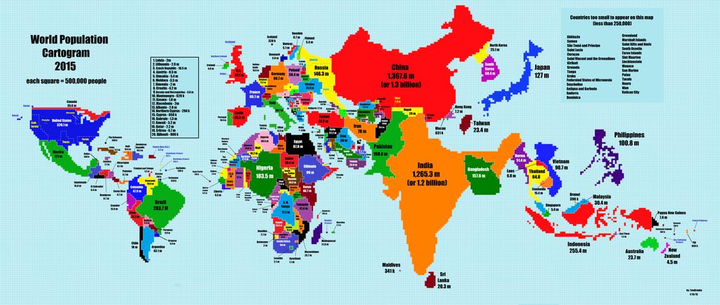 World Map Scaled According To Population Size 70% 87% 48.1% 52.4% Africa: 27.5% Asia: 34.