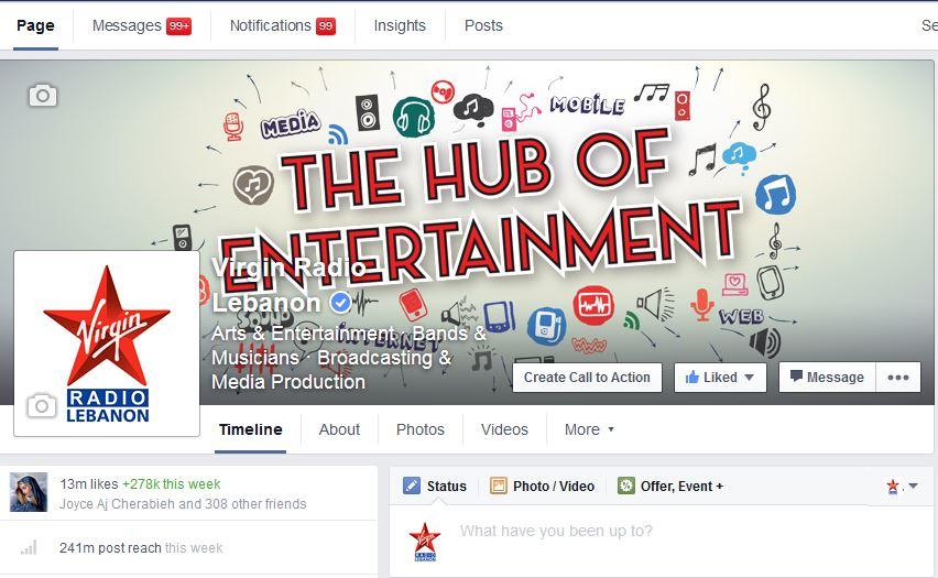 Virgin Radio Lebanon Facebook Stats: The page with the
