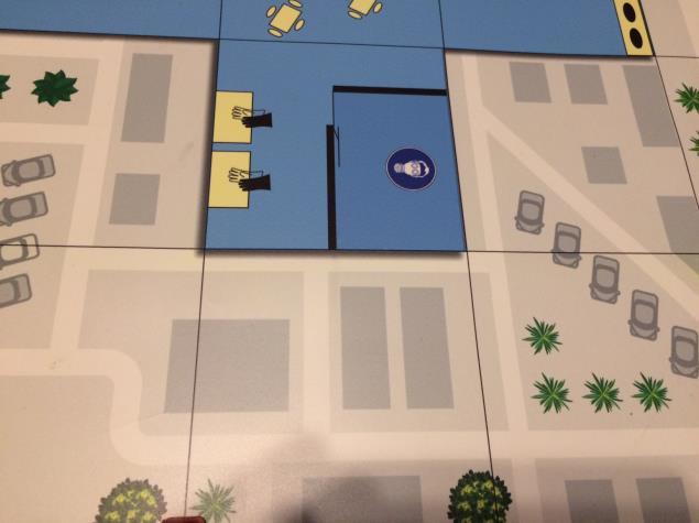 Mat City Obstacles: Location on the board: The Water Tower consists of the cone stacked on top of the large cylinder centered on the point (8,7) near the rivers.
