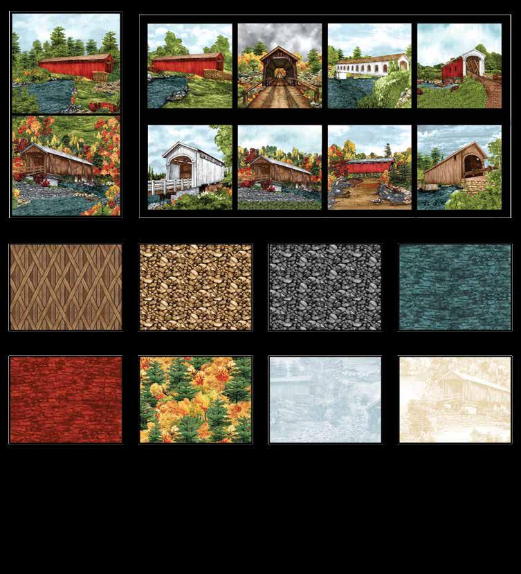 Covered ridges Quilt 2 Finished Quilt Size: 52 x 67 Fabrics in the Covered ridges Collection 24 Panel - reen 8995P-66 locks - lack 8997-99 Wood - rown 8996-39 Stones - rown