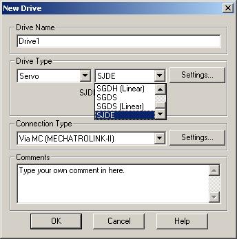 Select File New and select Drive Type =