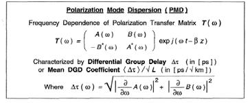 Differential Group Delay - PMD DGD Optical system Arbitrary polarization Resolve on input PSP s Output PSP s differ from input First order PMD treats single PSP and DGD at specific wavelength Second