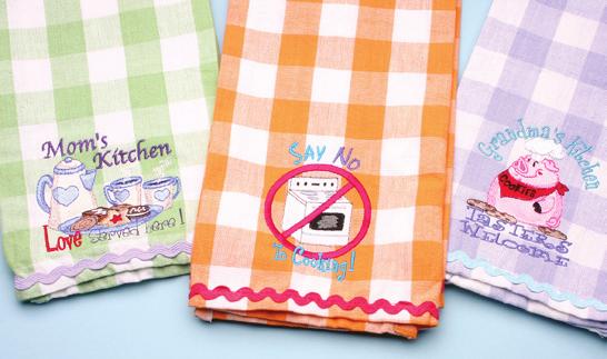 Kitchen Talk Collection Dish Towel Dishtowels of your choice Matching rickrack Tear-away stabilizer