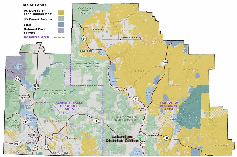Figure 2: BLM Lakeview District ownership map.