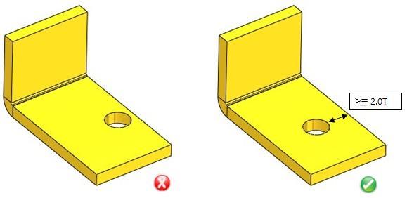 Hole To Part Edge Distance To prevent distortion or tearing, hole should be sufficiently away from the part edge.
