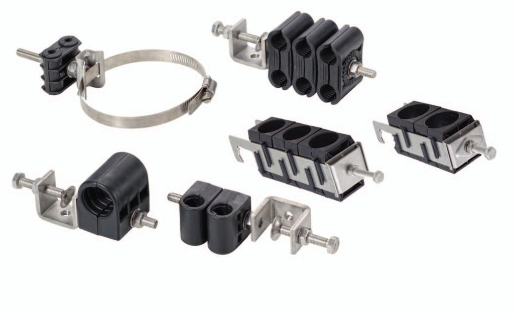 Cable Clamps Cable Clamps For multiple cable runs on towers where space is limited. Without additional adaptors these clamps provide sturdy, reliable and long-term support. Rosenberger No.