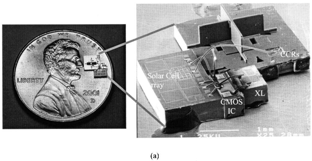 ZHOU et al.: CORNER-CUBE RETROREFLECTORS BASED ON STRUCTURE-ASSISTED ASSEMBLY 241 Fig. 10. (a) 16 mm solar-powered sensor mote with bi-directional optical communication.
