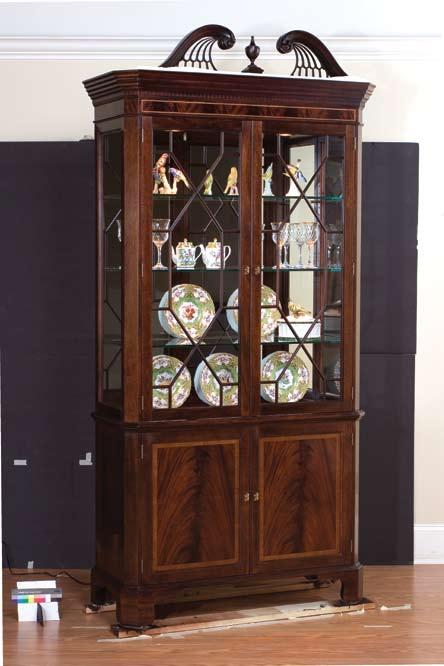 T r a d i t i o n a l C o l l e c t i o n 4775 4775P 4775 PARK AVE. DISPLAY CABINET WITHOUT PEDIMENT H84 W44 1 /2 D17 1 /2 Canister lights with dimmer. Adjustable glass shelves with plate grooves.