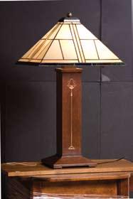 89/91-42-11 HARVEY ELLIS TABLE LAMP H29 W18 Sq. Glass Shade #11 square art glass shade.