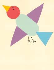 I made a bird with a circle, triangles, and an oval.