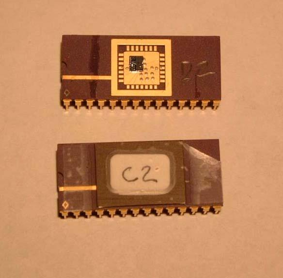 Packaged Chip for RF Test Bonded and packaged IC Chip Several devices are wire-bonded
